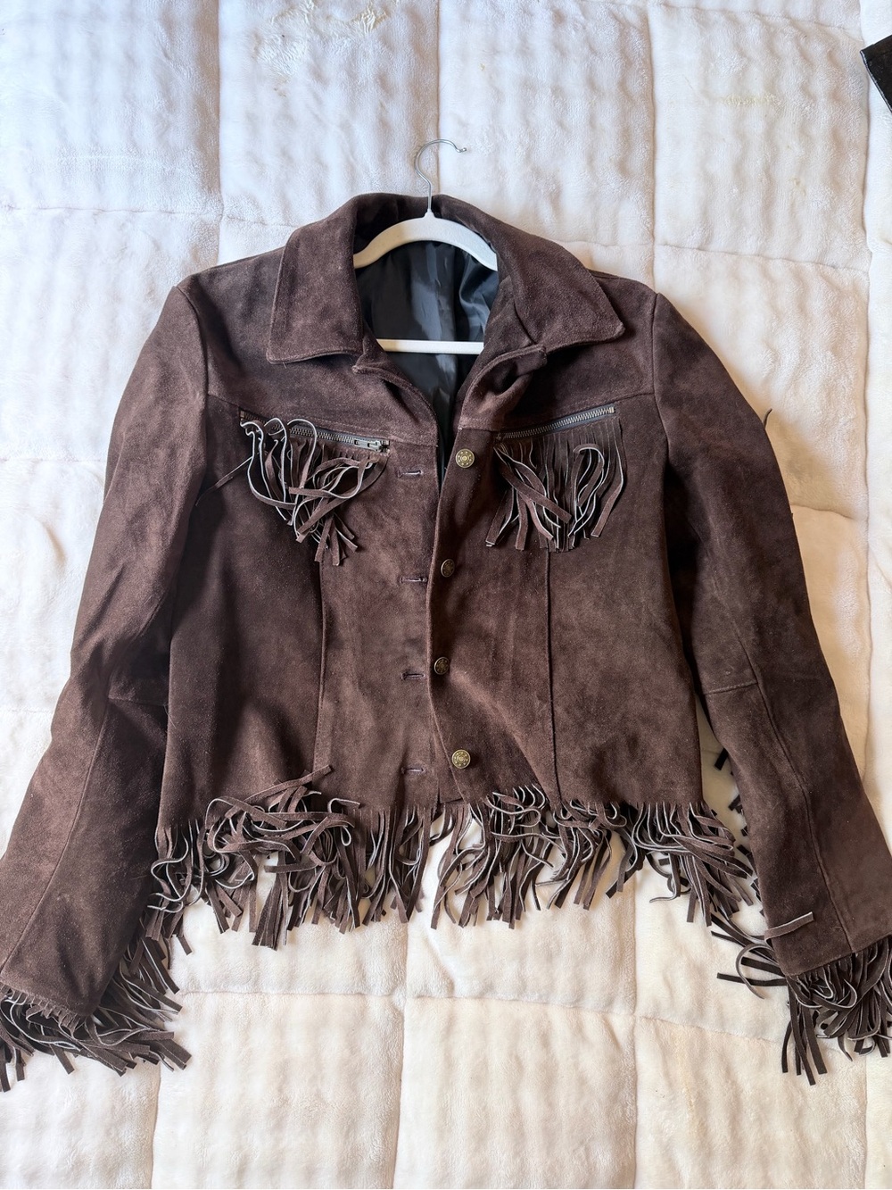 Brown Suede Fringe Jacket - Women